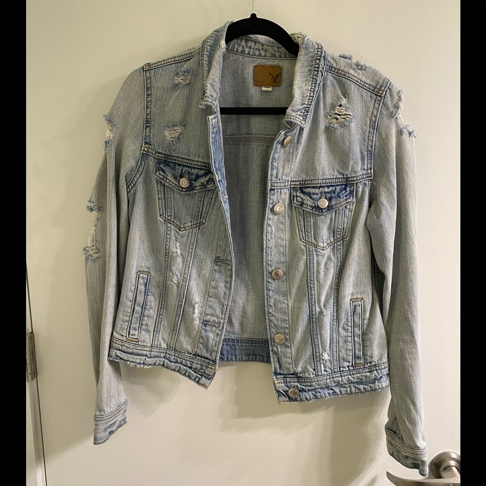 Light Wash Distressed Jean Jacket